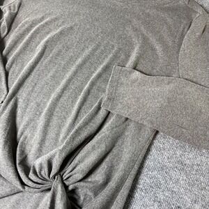 NILOUFO Women's Grey Long‎ Sleeve Twist Front Tunic Top Plus Size XX Large